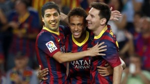 Barcelona's front three Lionel Messi, Neymar and Luis Suarez have struck up a good understanding this season