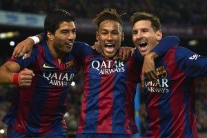 Barcelona's strike-force of Lionel Messi, Luis Suarez and Neymar probably make them favourites to progress to Champions League final