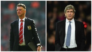 Manchester United and Manchester City bosses Louis van Gaal and Manuel Pellegrini go head-to-head at Old Trafford on sunday afternoon