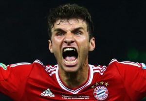 Thomas Muller scored twice in Bayern Munich's 5-1 demolition of Arsenal in the Champions League on Wednesday night