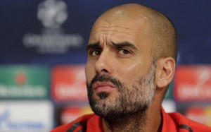 New Manchester City boss Pep Guardiola looking concerned following the Citizen's 1-0 defeat against arch-rivals Manchester United