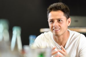 Bayer 04 Leverkusen striker Javier "Chicharito" Hernandez is interviewed during the Bayer 04 Leverkusen international media event on September 22nd, 2016. Photograph: Joerg Schueler